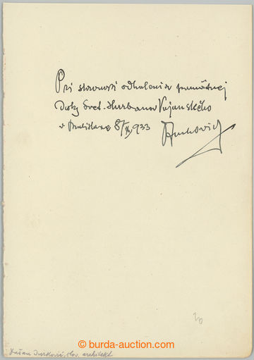 256244 - 1933 JURKOVIČ Dušan (1868-1947), významný slovenský arc