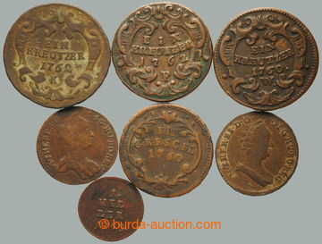 256658 - 1760-1768 Marie Terezie (1740-1780), sestava 7ks Cu mincí: