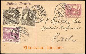 25694 - 1919 CDV10 uprated with stamp Hradčany 2x 1h + 3h, CDS Zwit