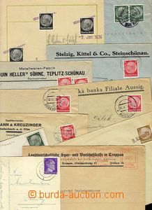 25753 - 1938 11 pcs of entires from Sudetenland, mostly with proviso