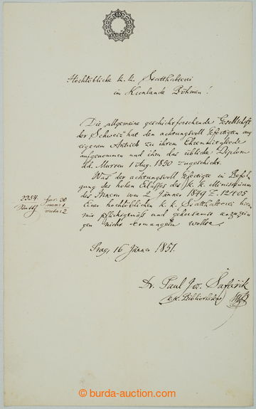 258085 - 1851 ŠAFAŘÍK Paul Joseph (1795-1861), front Slovak Czech