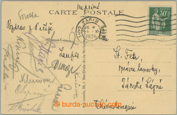 258103 - 1936 FOOTBALL / REPREZENTACE Czechoslovakia / postcard sent