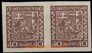 25825 - 1929 Pof.253N, Coat of arms 40h, imperforated horizontal pai