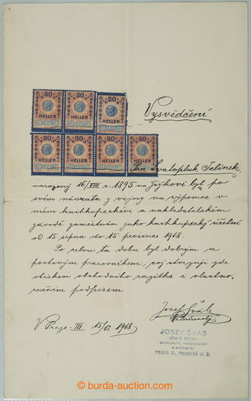 259298 - 1918 ŠVÁB-MALOSTRANSKÝ Josef (1860-1932), vůbec první