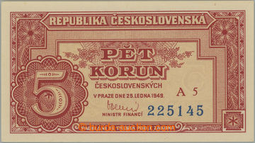 259390 - 1949 Ba.82a, 5Kčs 1949, hledaná nízká série A5; velmi p