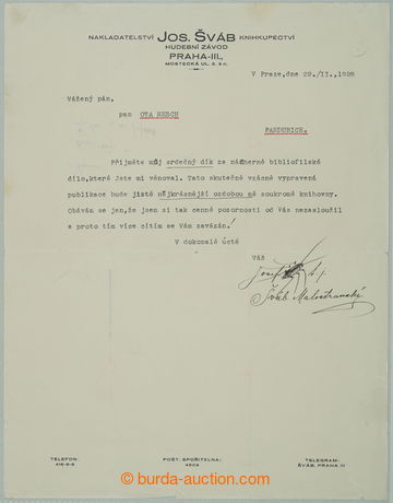 259924 - 1928 ŠVÁB-MALOSTRANSKÝ Josef (1860-1932), vůbec první