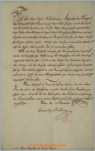 263846 - 1778 VÁCLAV ANTONÍN Z KOUNIC-RIETBERGU (1711-1794), moravs