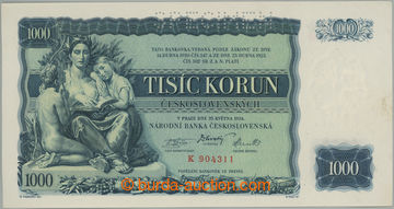 263854 - 1934 Ba.27, 1000Kč 1934, série K, perforace SPECIMEN; velm