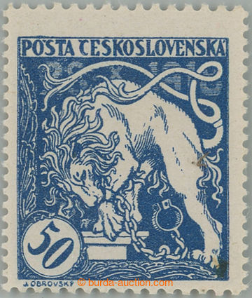263967 - Pof.29B, Lev trhající okovy 50h modrá, II. typ, ŘZ 11½