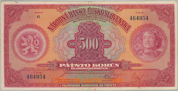 264246 - 1929 Ba.23c, 500Kč 1929, série G, perforace SPECIMEN; kř