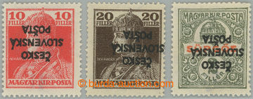 265920 - Žilinské vydání (Šrobárův přetisk), sestava 3ks zn.