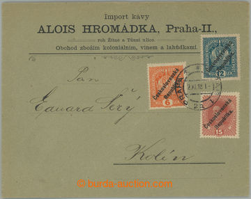 265928 - 1918 Pražský přetisk III (Levec) / dopis zaslaný do Kol