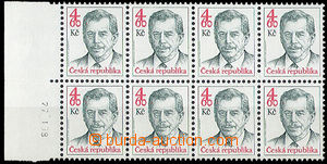 26634 - 1998 Pof.168, block of 8 with margin and plate variety 43 re