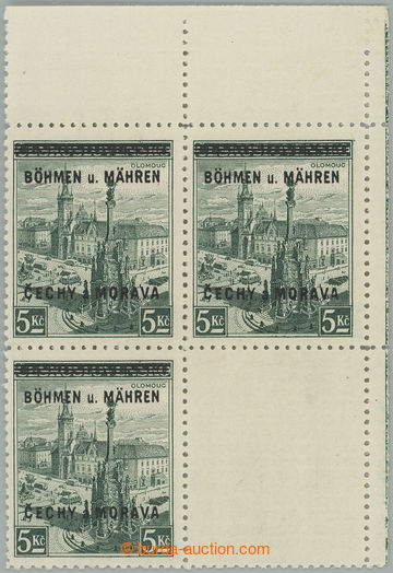 266369 - 1939 Pof.18KDp, Olomouc 5Kč, pravý horní rohový 4-blok s