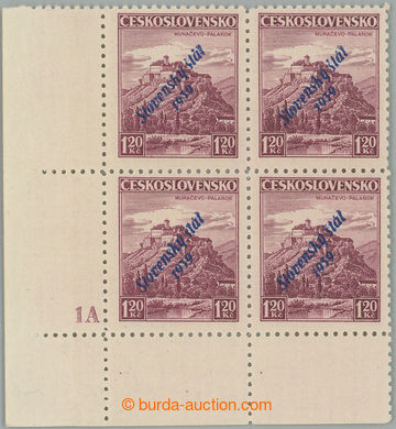 266376 - 1939 Sy.13 DZ, Mukačevo 1,20Kč fialová, levý dolní roho