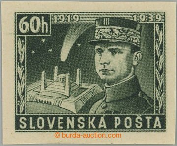 266380 - 1939 Sy.NZ35N, Štefánik 60h tmavě zelená, NEZOUBKOVANÁ;