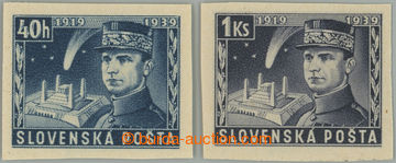 266382 - 1939 Sy.NZ34N + NZ36N, Štefánik 40h modrá a 1Ks fialová,