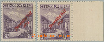 266448 - 1939 Sy.19a, Slavkov 3,50Kč fialová, červený přetisk, s
