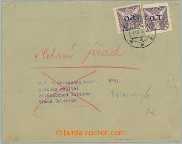 266570 - 1939 OBCHODNÍ TISKOPIS / obálka vyfr. 2x čs. známkou O.T