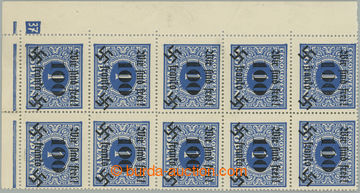 266646 - 1938 RUMBURG / Mi.43, Postage due stmp 100H/1Kč blue, L the
