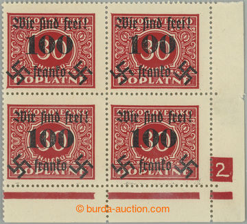 266650 - 1938 RUMBURG / Mi.39, Postage due stmp 100H/30H red, LR corn