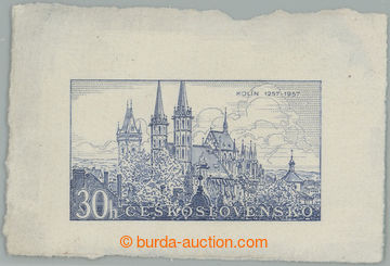 266671 - 1957 ZT Pof.921, Kolín 30h, zkusmý tisk definitivní ryti