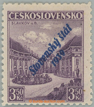 266846 - 1939 Sy.19b, Slavkov 3,50Kč, modrý přetisk; svěží, zk.