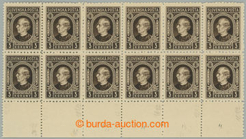 266850 - 1939 Sy.32C VV, Hlinka 3Ks hnědá, vodorovný 12-blok s dol