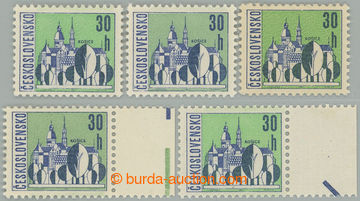 266916 - 1965 Pof.1483, Košice 30h, 5 různých barevných odstínů