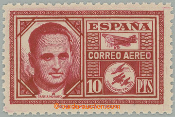 267184 - 1945 Edifil 992ccb, Airmail 10Pts, color printing error in r