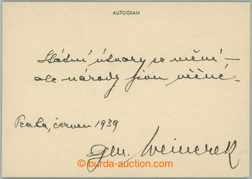 267301 - 1939 WEINEREK Zdenko (1876-1958), čs. generál, přednosta