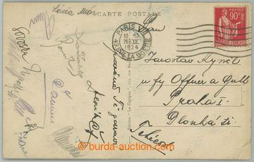 267368 - 1934 FOTBAL / REPREZENTACE / pohlednice z Paříže s podpis