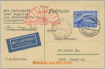 267387 - 1931 POLARFAHRT / lístek do USA, vyfr. zeppelinovou zn. 2M,