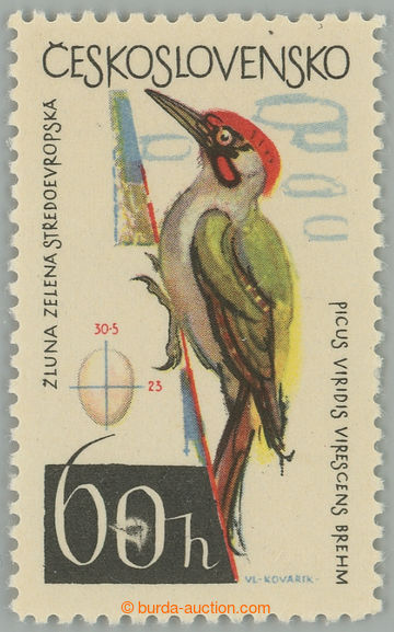 267442 - 1965 Pof.1402, Ptáci 60h, zn. s tiskovou vadou - velmi výr