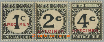 267508 - 1923-1964 SG.D1s-D3s, Postage due stamps 1C-4C with red over