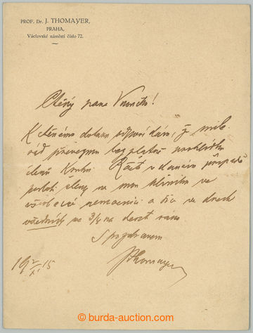 267522 - 1915 THOMAYER Josef (1853-1927), významný český lékař