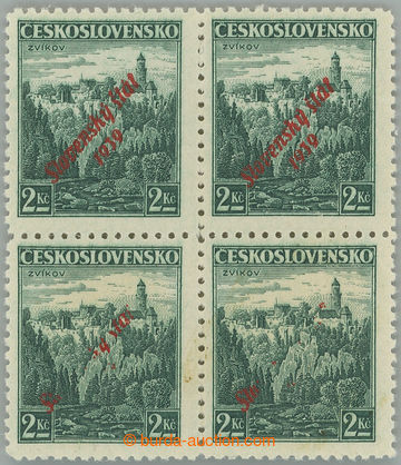 267676 - 1939 Sy.16 VV, Zvíkov 2Kč zelená, 4-blok, na dolních 2 z
