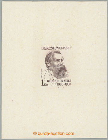 267858 - 1979 ZT Pof.2437, Engels 1Kčs, zkusmý otisk rytiny v hně
