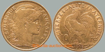 267908 - 1905 FRANCIE / 3. republika (1870-1940), 10 frank 1905, Pař