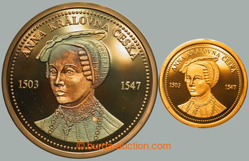 267981 - 2000? ČESKÁ KRÁLOVNA ANNA / Au+Ag medaile, Au 0.585, 20mm