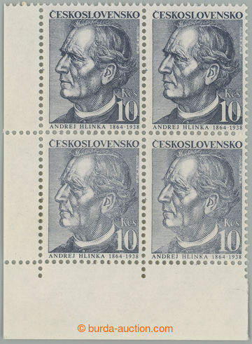 267997 - 1991 Pof.2987 VV, Hlinka 10Kčs, levý dolní rohový 4-blok