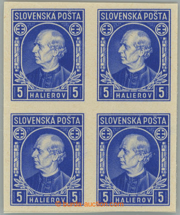 268099 - 1939 Sy.NZ25N, Hlinka 5h modrá, NEZOUBKOVANÝ 4-BLOK; bez s
