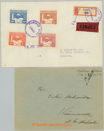 268214 - 1945 sestava 2 dopisů s provizorním raz. LUBICA, 1x zaplac