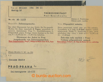 268267 - 1945 GHETTO TEREZÍN / VOV 1h, poštovně zaslaný formulá