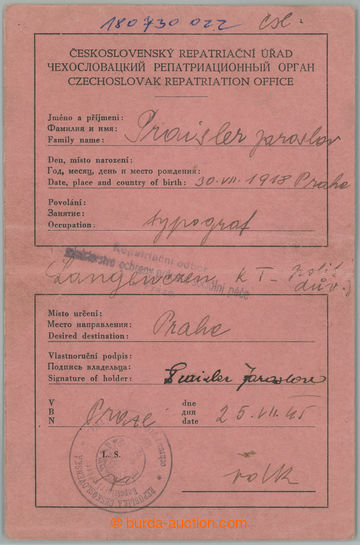 268324 - 1945 KT LANGENSTEI / čs. průkaz repatriačního úřadu pr