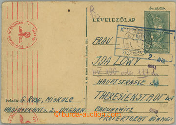 268350 - 1944 HUNGARY - GHETTO TERESIENSTADT / p.stat PC 18f addresse