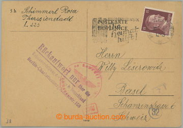 268351 - 1943 GHETTO TERESIENSTADT - SWITZERLAND / card addressed to