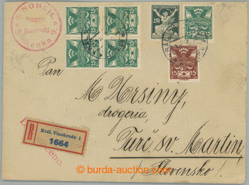 268405 - 1922 3x těžší R-dopis zaslaný v V. TO na Slovensko s bo