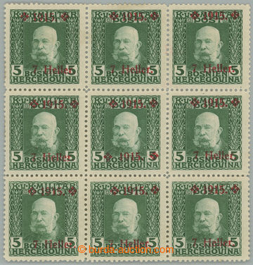 268551 - 1915 ANK.93+93F, přetisková FJ I. 7H/5H zelená, 9-blok, z