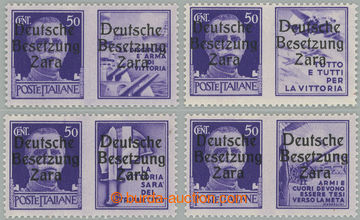 268669 - 1943 ZARA / Mi.20(1)-20(4), italské spojky 50C s 4 různým